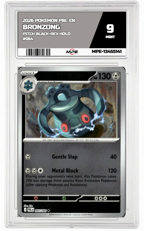 2026 POKEMON PBL EN Pitch Black-REV HOLO #064 BRONZONG MPE 9 MINT — graded card auctioned from the MPE vault