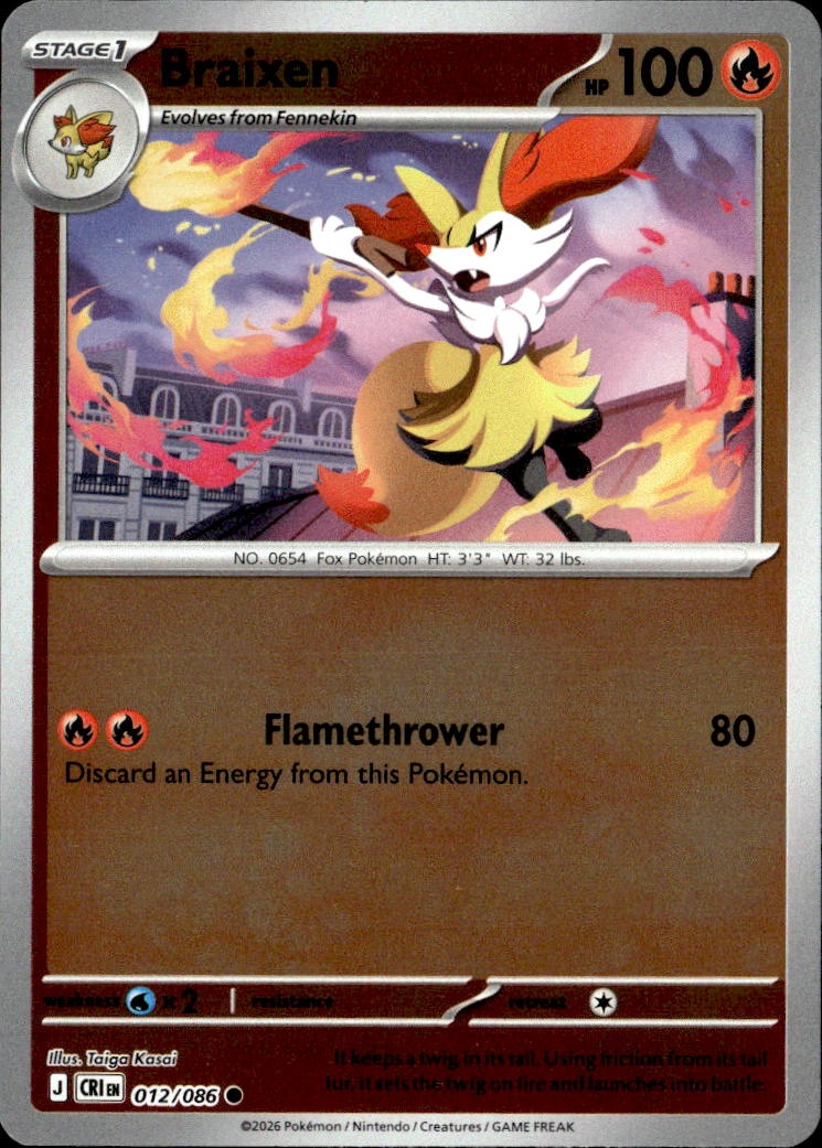 2026 Pokemon Cri En Braixen graded slab