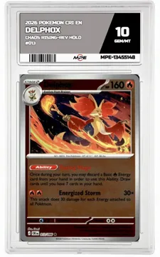 2026 POKEMON CRI EN Chaos Rising-REV HOLO #013 DELPHOX MPE 10 GEM/MT — graded card up for auction