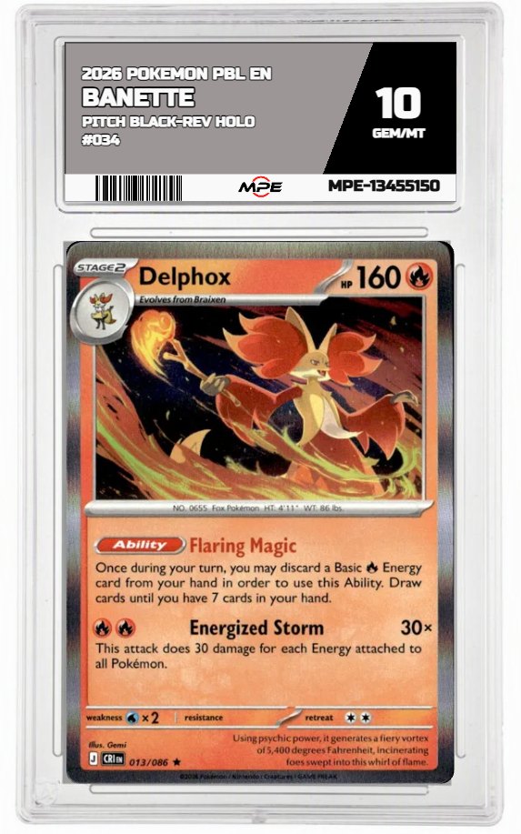2026 POKEMON PBL EN Pitch Black-REV HOLO #034 BANETTE MPE 10 GEM/MT — graded card auctioned from the MPE vault