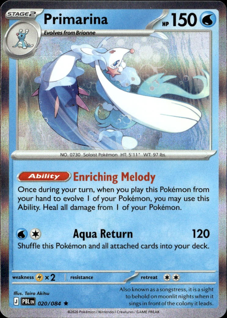 2026 Pokemon Pbl En Primarina graded slab