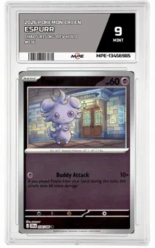 2026 POKEMON CRI EN Chaos Rising-REV HOLO #036 ESPURR MPE 9 MINT — graded card up for auction
