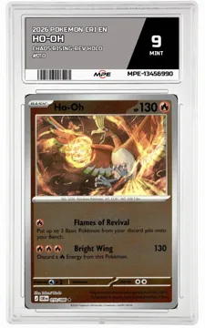 2026 POKEMON CRI EN Chaos Rising-REV HOLO #010 HO-OH MPE 9 MINT — graded card up for auction