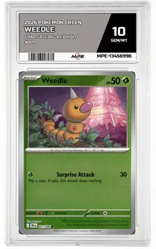 2026 POKEMON CRI EN Chaos Rising-REV HOLO #001 WEEDLE MPE 10 GEM/MT — graded card up for auction