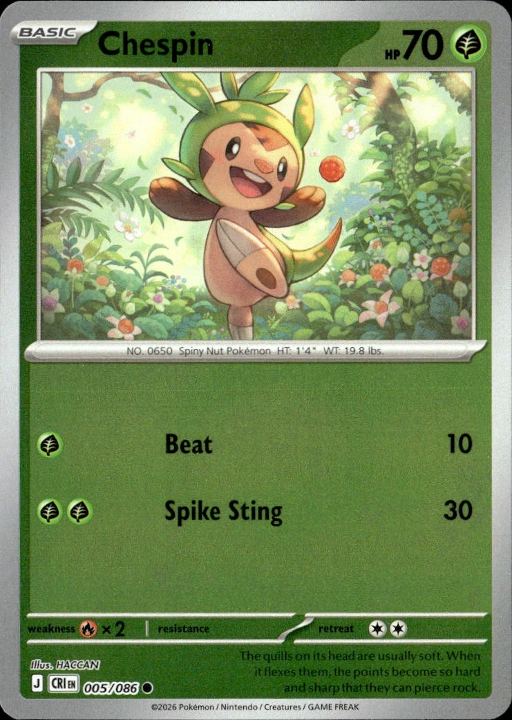 2026 Pokemon Cri En Chespin graded slab