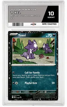 2025 POKEMON MEP EN Mega Evolution Promos-HOLO #78 TOXEL MPE 10 GEM/MT — graded card up for auction