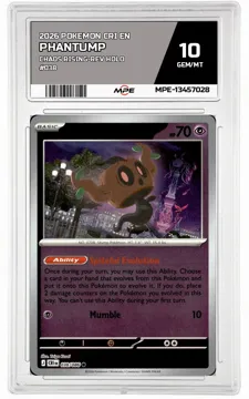 2026 POKEMON CRI EN Chaos Rising-REV HOLO #038 PHANTUMP MPE 10 GEM/MT — graded card up for auction