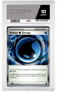 2026 POKEMON CRI EN Chaos Rising-HOLO #084 BUBBLY ENERGY MPE 10 GEM/MT — graded card up for auction