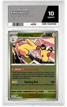 2026 POKEMON CRI EN Chaos Rising-REV HOLO #029 AMPHAROS MPE 10 GEM/MT — graded card up for auction