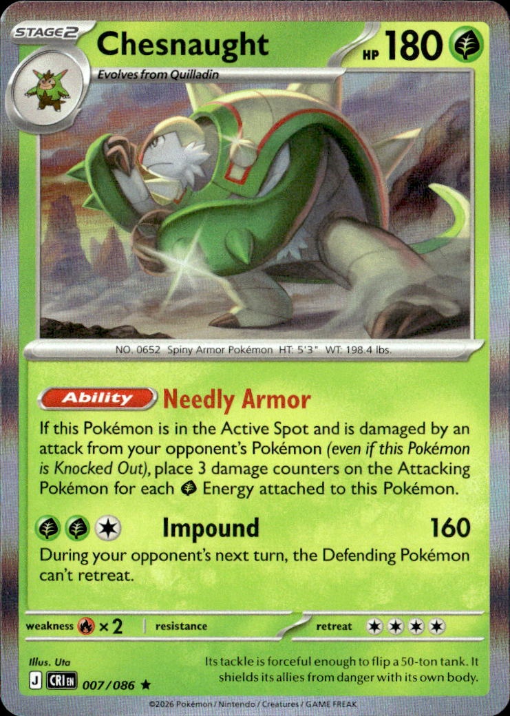 2026 Pokemon Cri En Chesnaught graded slab