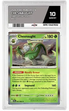 2026 POKEMON CRI EN Chaos Rising-HOLO #007 CHESNAUGHT MPE 10 GEM/MT — graded card up for auction