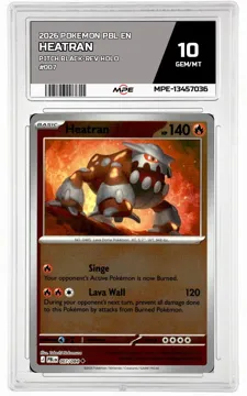 2026 POKEMON PBL EN Pitch Black-REV HOLO #007 HEATRAN MPE 10 GEM/MT — graded card up for auction