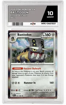 2026 POKEMON PBL EN Pitch Black-HOLO #062 BASTIODON MPE 10 GEM/MT — graded card up for auction