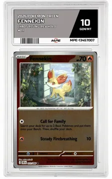 2026 POKEMON CRI EN Chaos Rising-REV HOLO #011 FENNEKIN MPE 10 GEM/MT — graded card up for auction