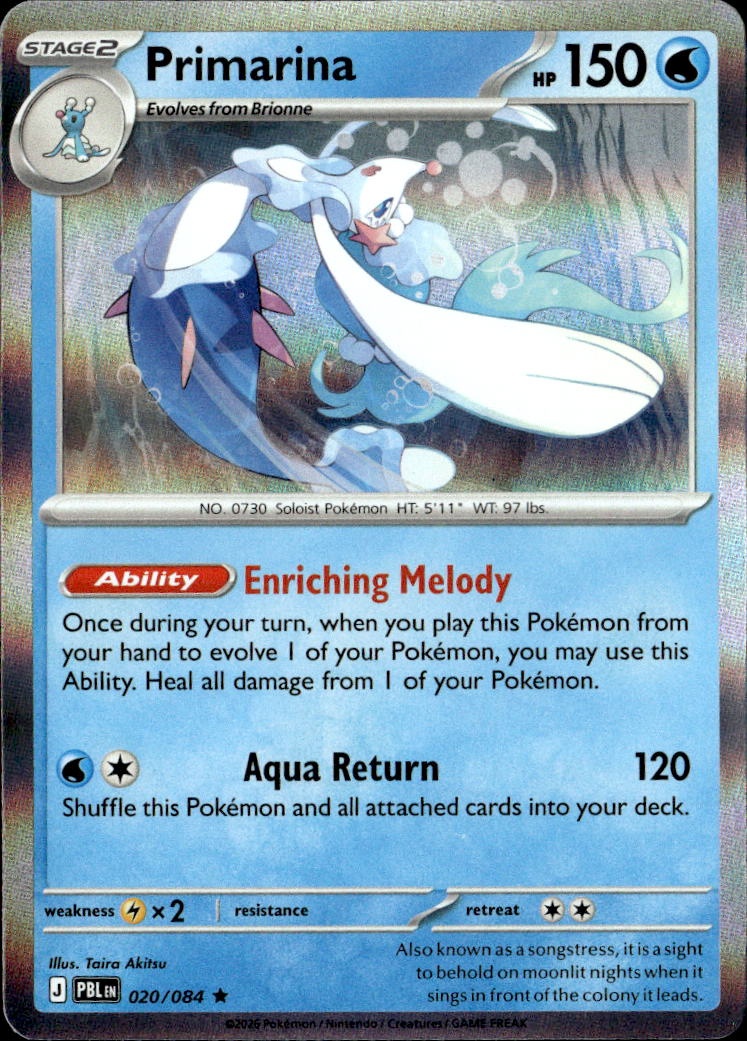 2026 Pokemon Pbl En Primarina graded slab