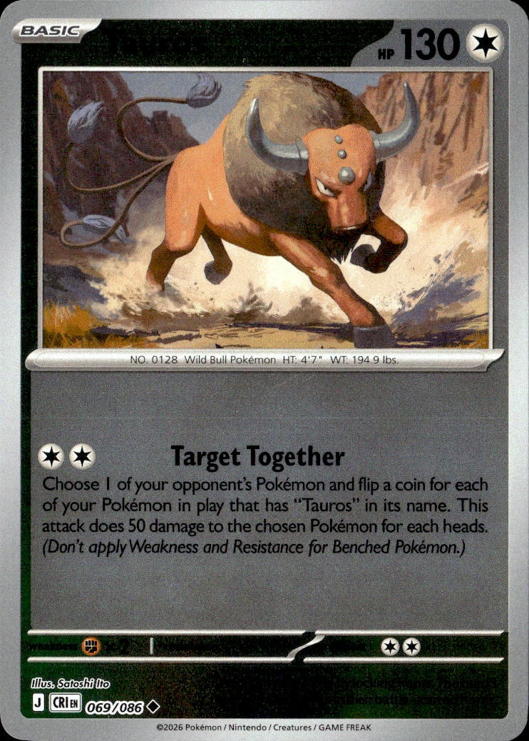 2026 Pokemon Cri En Tauros graded slab