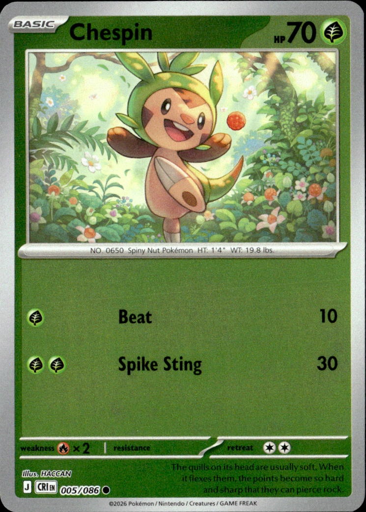 2026 Pokemon Cri En Chespin graded slab