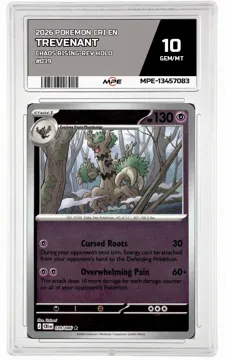 2026 POKEMON CRI EN Chaos Rising-REV HOLO #039 TREVENANT MPE 10 GEM/MT — graded card up for auction