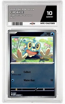 2026 POKEMON CRI EN Chaos Rising-REV HOLO #020 FROAKIE MPE 10 GEM/MT — graded card up for auction