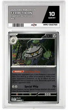2026 POKEMON CRI EN Chaos Rising-REV HOLO #063 FERROTHORN MPE 10 GEM/MT — graded card up for auction