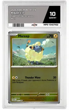 2026 POKEMON CRI EN Chaos Rising-REV HOLO #027 MAREEP MPE 10 GEM/MT — graded card up for auction