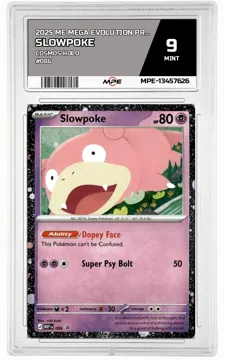 2025 ME MEGA EVOLUTION PROMO Cosmos Holo #086 SLOWPOKE MPE 9 MINT — graded card up for auction