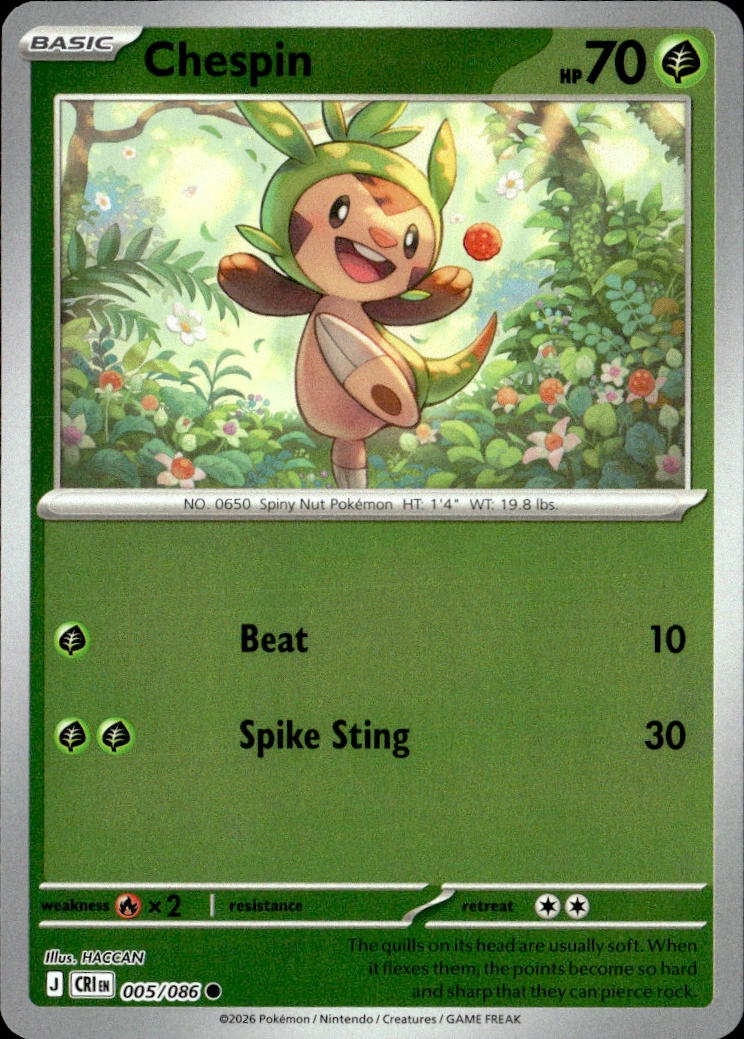 2026 Pokemon Cri En Chespin graded slab