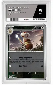2025 POKEMON WHT EN WHITE FLARE-REV HOLO #071 Watchog MPE 9 MINT — graded card up for auction