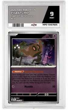 2026 POKEMON CRI EN CHAOS RISING-REV HOLO #038 Phantump MPE 9 MINT — graded card up for auction