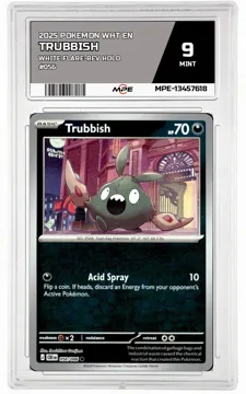 2025 POKEMON WHT EN WHITE FLARE-REV HOLO #056 TRUBBISH MPE 9 MINT — graded card up for auction