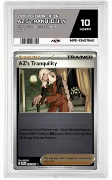 2026 POKEMON CRI EN CHAOS RISING-REV HOLO #076 AZ's Tranquility MPE 10 GEM/MT — graded card up for auction
