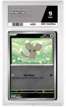 2026 POKEMON CRI EN CHAOS RISING-REV HOLO #072 Minccino MPE 9 MINT — graded card up for auction