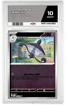 2026 POKEMON PBL EN PITCH BLACK-REV HOLO #037 Lampent MPE 10 GEM/MT — graded card up for auction