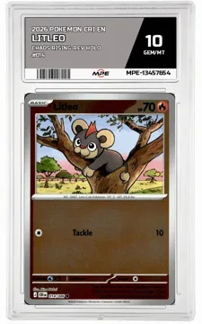 2026 POKEMON CRI EN CHAOS RISING-REV HOLO #014 Litleo MPE 10 GEM/MT — graded card up for auction