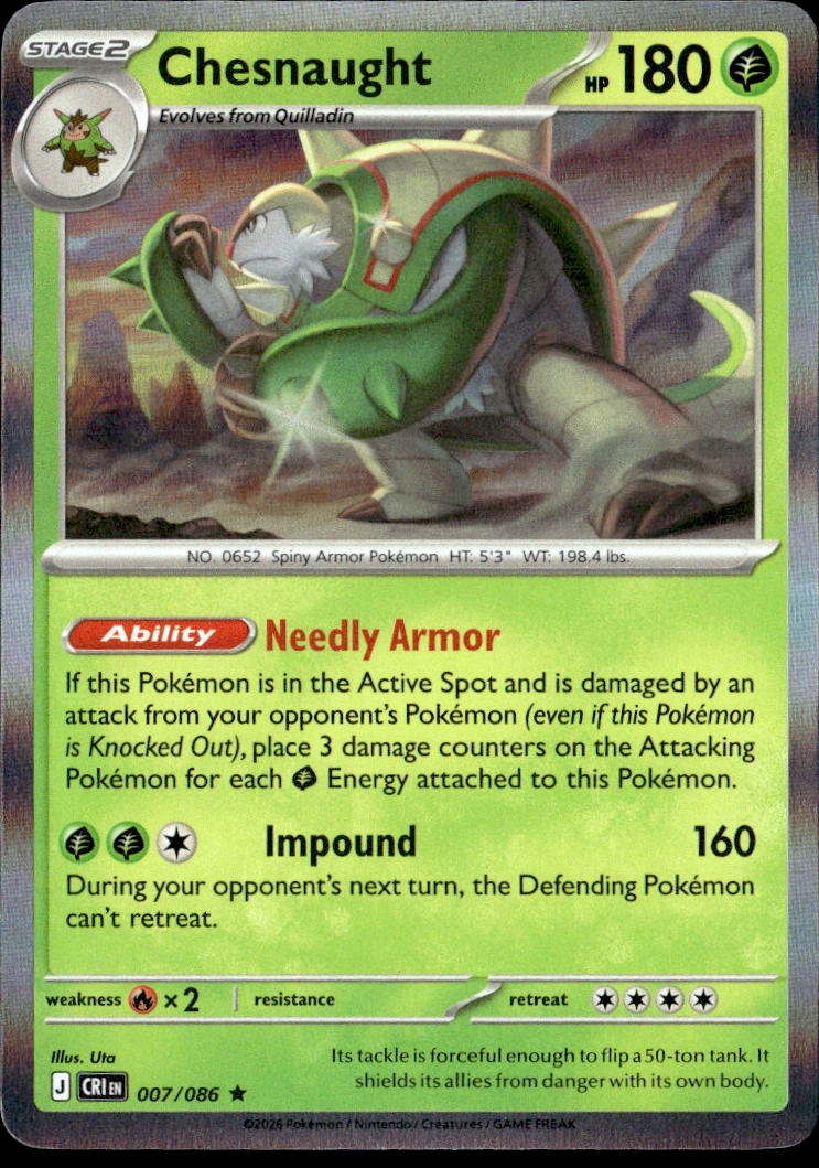 2026 Pokemon Cri En Chesnaught graded slab