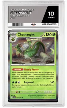 2026 POKEMON CRI EN CHAOS RISING-HOLO #007 Chesnaught MPE 10 GEM/MT — graded card up for auction