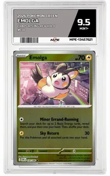 2026 POKEMON CRI EN CHAOS RISING-REV HOLO #030 Emolga MPE 9.5 MINT+ — graded card up for auction
