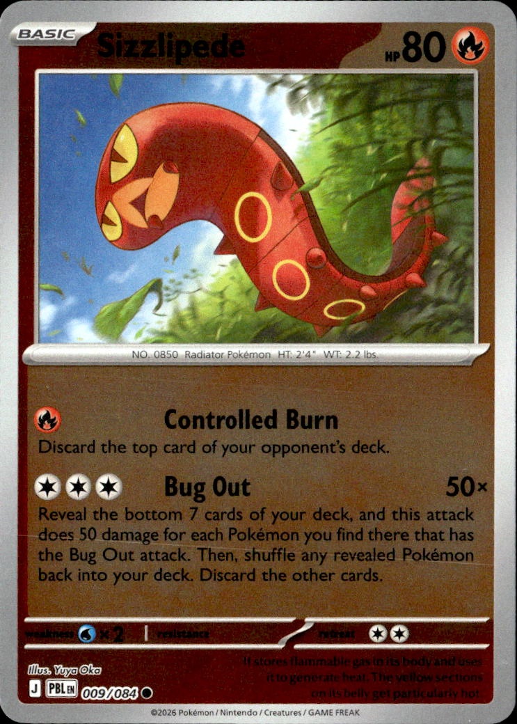 2026 Pokemon Pbl En Sizzlipede graded slab