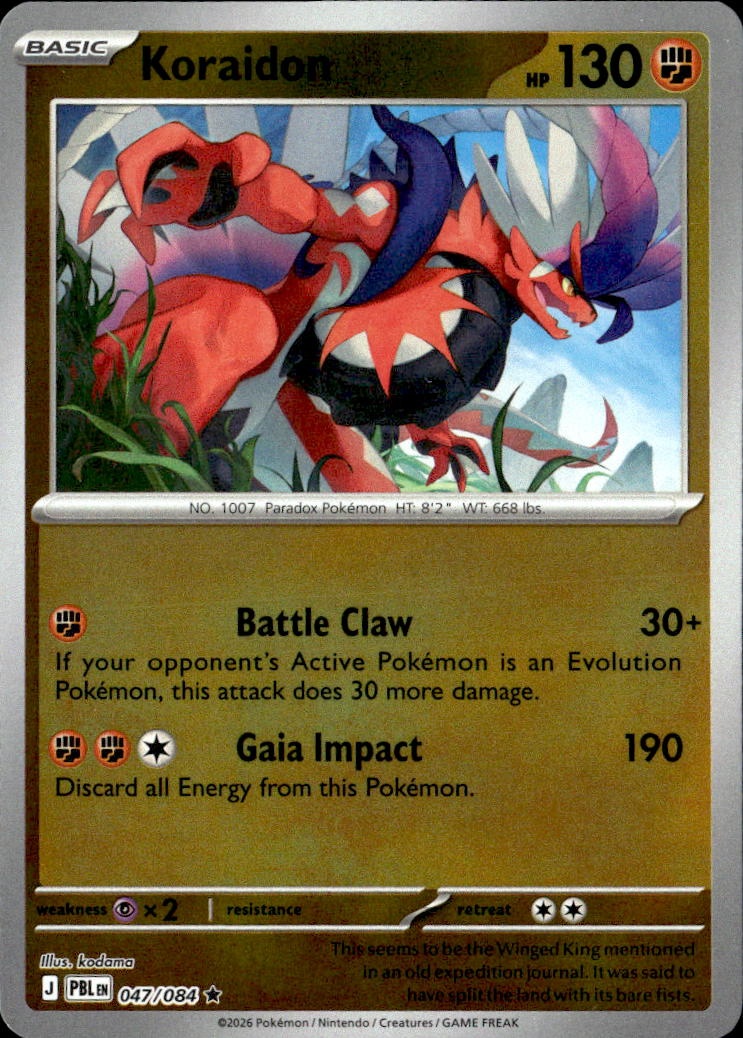 2026 Pokemon Pbl En Koraidon graded slab