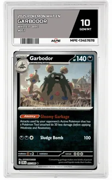 2025 POKEMON WHT EN WHITE FLARE #057 GARBODOR MPE 10 GEM/MT — graded card up for auction