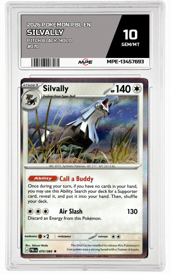 2026 POKEMON PBL EN PITCH BLACK-HOLO #070 Silvally MPE 10 GEM/MT — graded card auctioned from the MPE vault