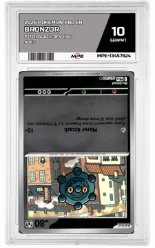 2026 POKEMON PBL EN PITCH BLACK-REV HOLO #063 Bronzor MPE 10 GEM/MT — graded card up for auction