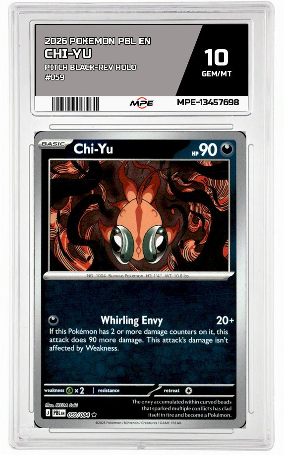 2026 POKEMON PBL EN PITCH BLACK-REV HOLO #059 Chi-Yu MPE 10 GEM/MT — graded card auctioned from the MPE vault