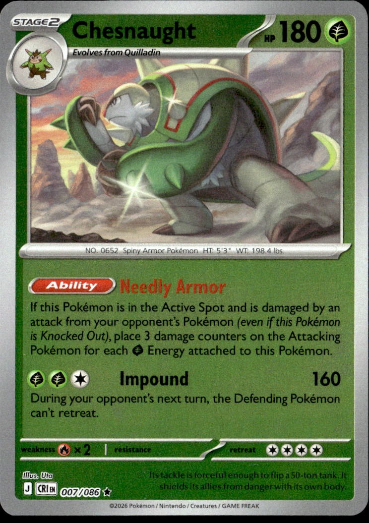 2026 Pokemon Cri En Chesnaught graded slab
