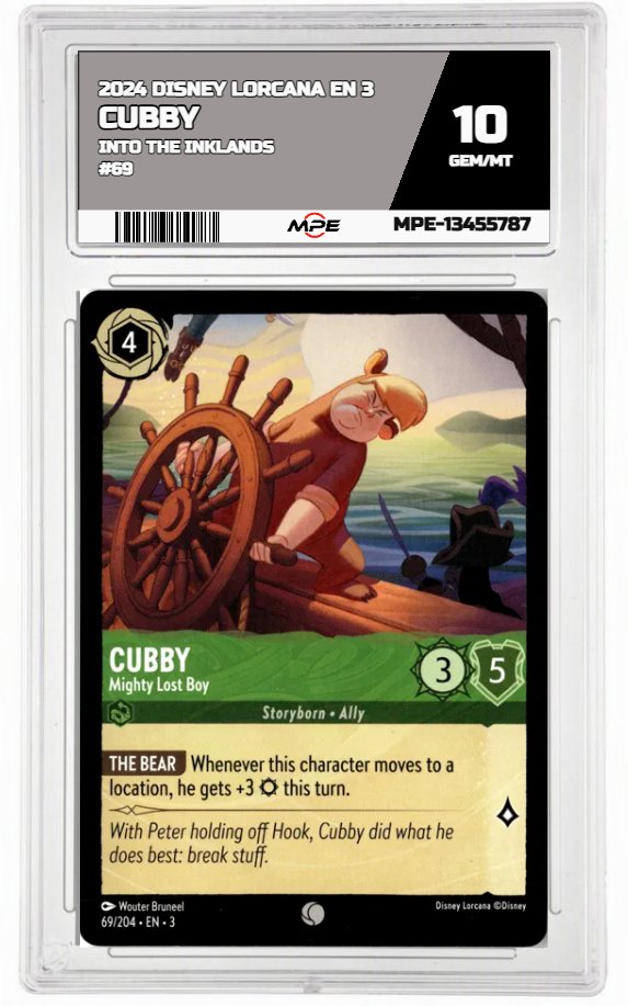 2024 DISNEY LORCANA EN 3 Into the Inklands #69 CUBBY MPE 10 GEM/MT — graded card auctioned from the MPE vault