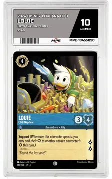 2024 DISNEY LORCANA EN 3 Into the Inklands #149 LOUIE MPE 10 GEM/MT — graded card up for auction