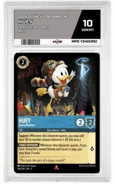 2024 DISNEY LORCANA EN 3 Into the Inklands #145 HUEY MPE 10 GEM/MT — graded card up for auction
