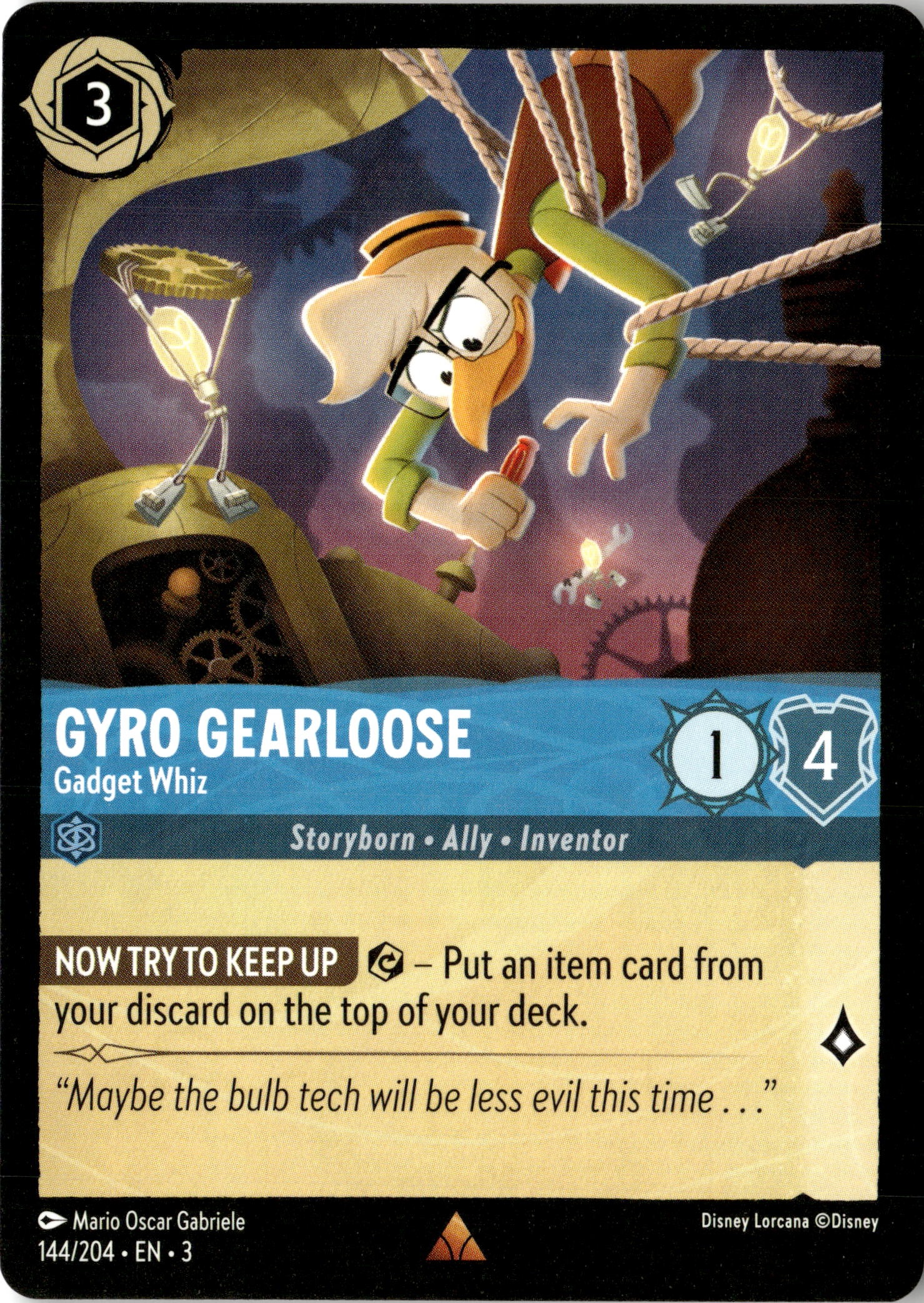 2024 Disney Lorcana En 3 Gyro Gearloose graded slab