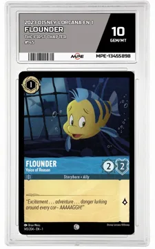 2023 DISNEY LORCANA EN 1 The First Chapter #145 FLOUNDER MPE 10 GEM/MT — graded card up for auction