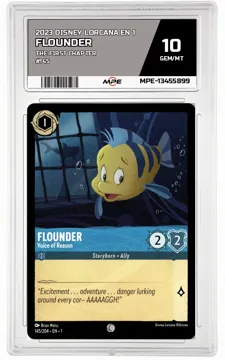 2023 DISNEY LORCANA EN 1 The First Chapter #145 FLOUNDER MPE 10 GEM/MT — graded card up for auction